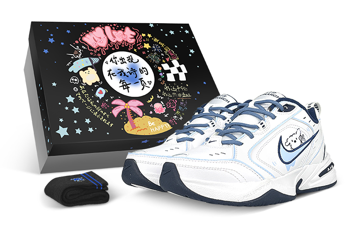 Nike Air Monarch 4 Low-Top Chunky Sneakers Unisex White Blue