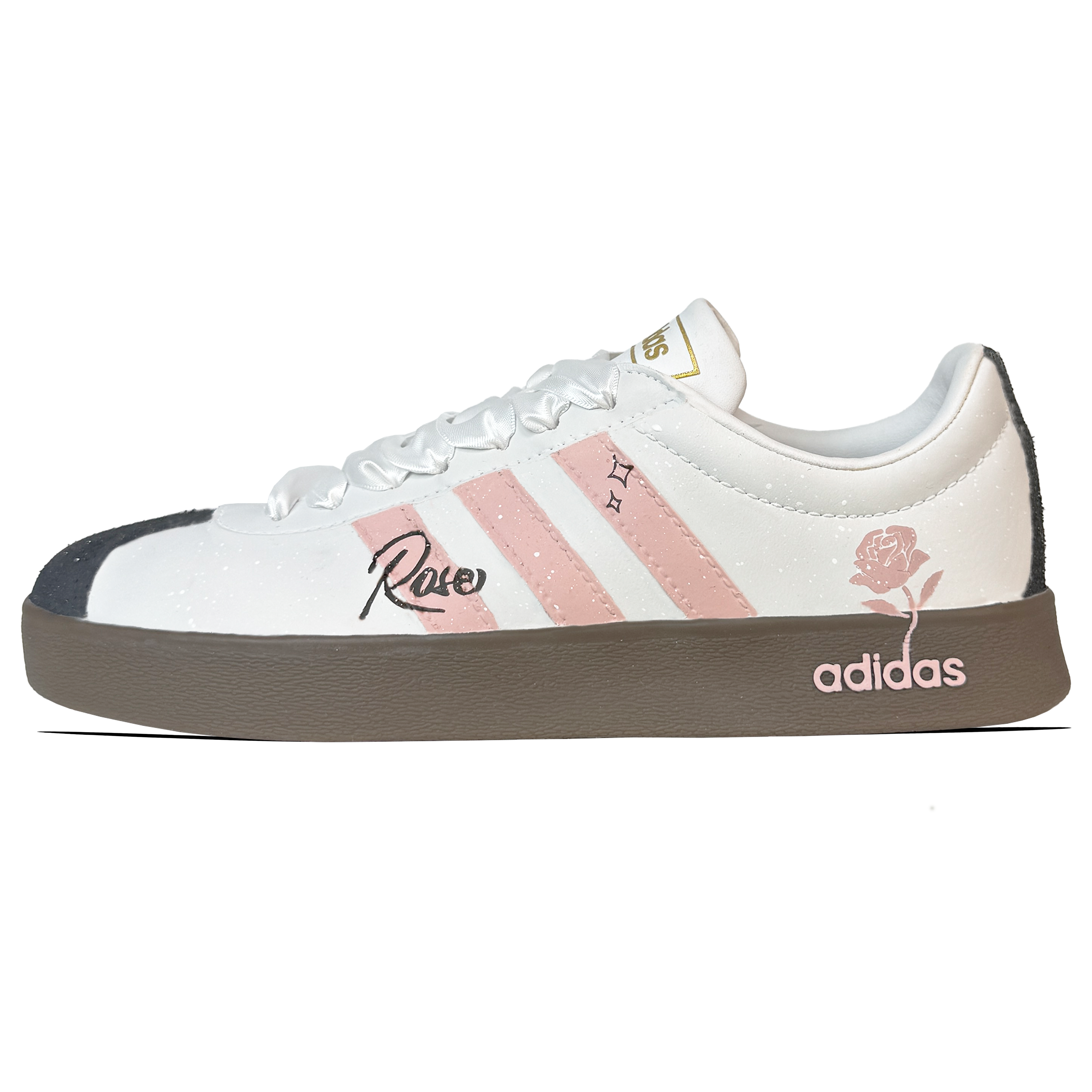 Adidas VL COURT 2.0 Wear resistant And Lightweight Low top Skateboard Shoes Unisex Beige Pink