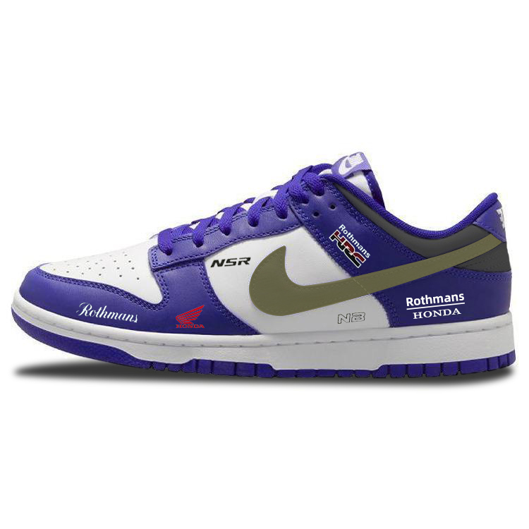 Nike Dunk Leather Classic Vintage Versatile Slip-Resistant Breathable Low-Top Skateboard Shoes Men's Blue White