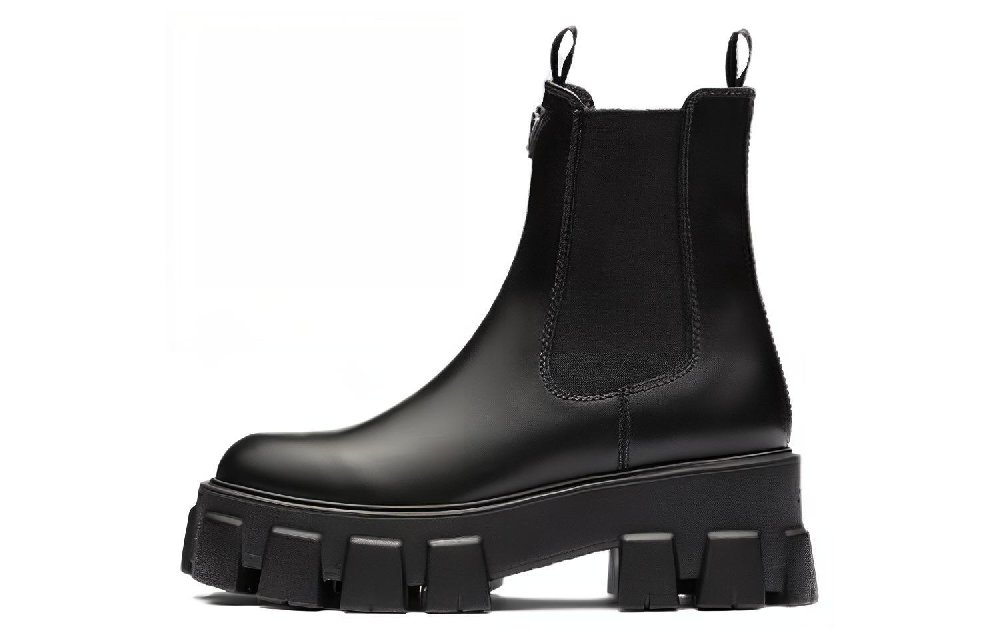 PRADA Moonlith Brushed Leather Ankle Boots
