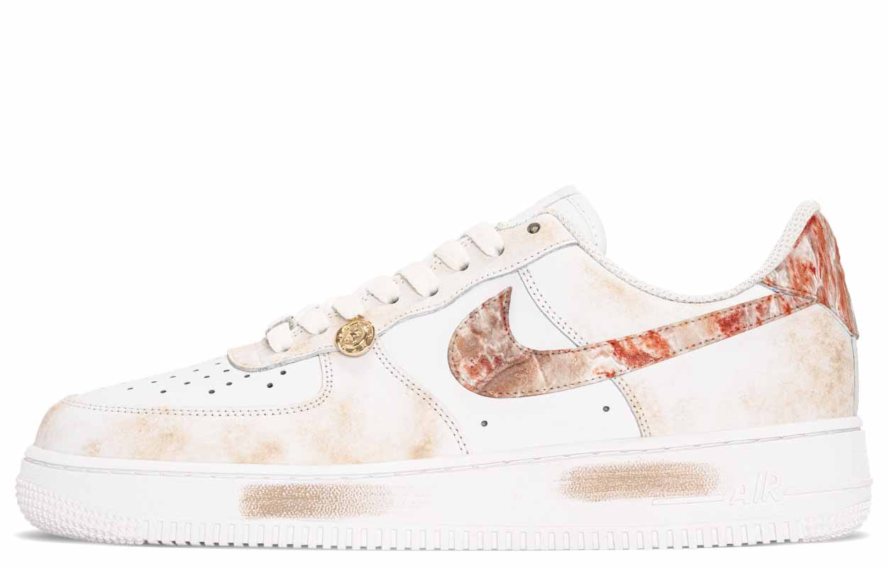 Nike Air Force 1 NikeAF1 Abrasion Resistant Low top Skateboard Shoes Men's Beige Coffee Ecru