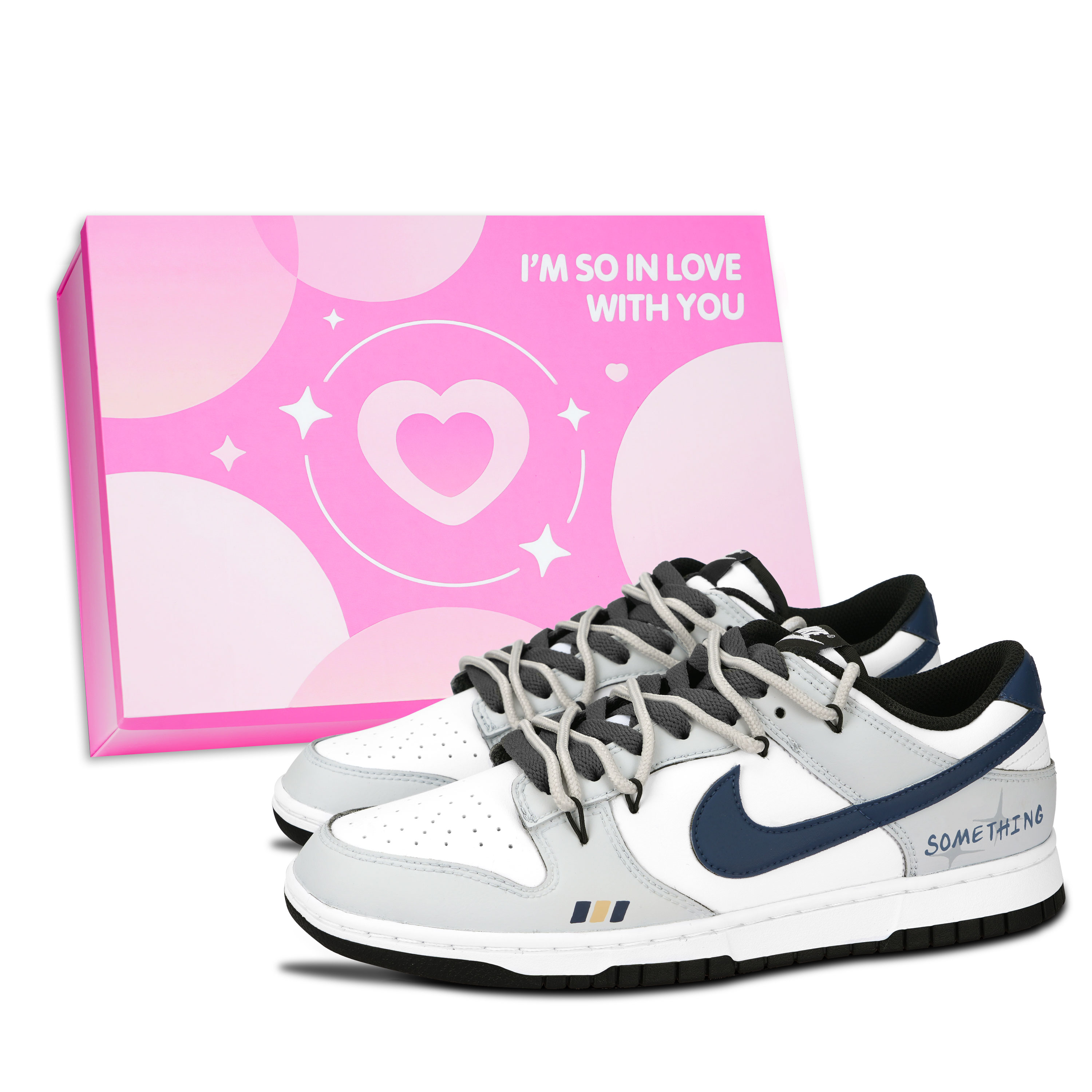 Nike Dunk Black White, Sparkling Stars Abrasion Resistant Low top Skateboard Shoes Unisex Dark Blue