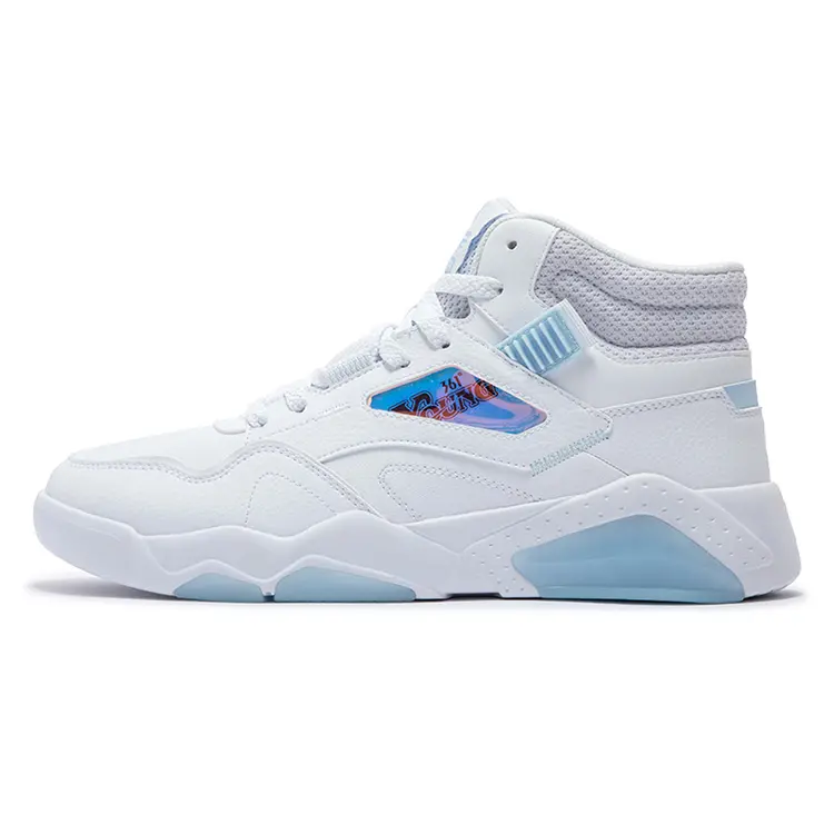 361° Xingran Coverage Anti-Slip And Wear-Resistant High-Top Skateboard Shoes Men's White Blue