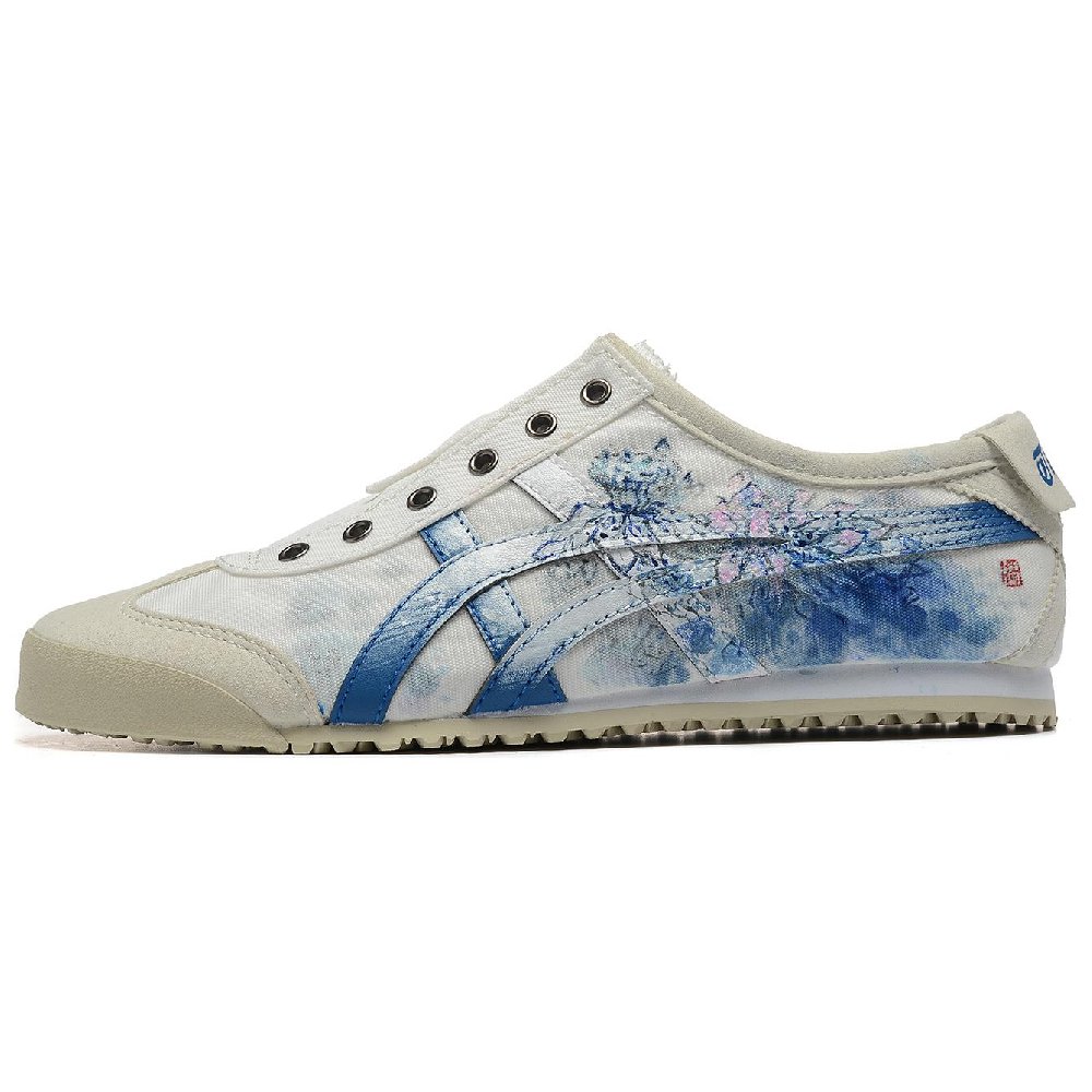 Onitsuka Tiger MEXICO 66 Anti-Slip And Wear-Resistant Lightweight Low-Top Casual Shoes Unisex White Blue