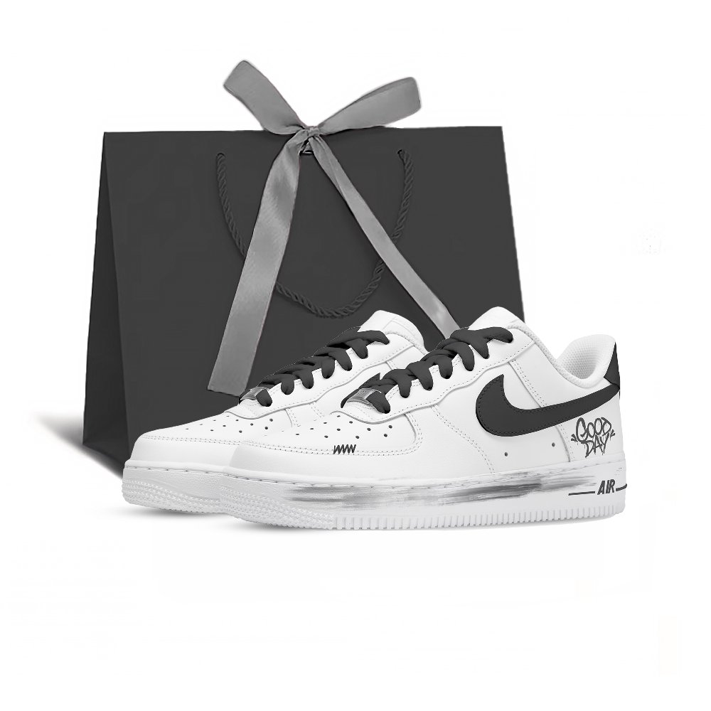 Nike Air Force 1 Abrasion Resistant Slip Resistant Low Top Skateboard Shoes Unisex Black White