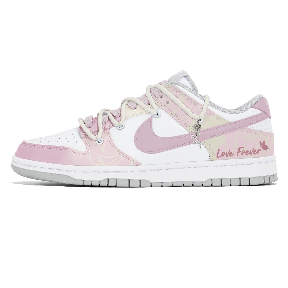Nike Dunk Dust Collection Slip Resistant, Abrasion Resistant, Lightweight Low Top Skateboard Shoes Unisex White Pink