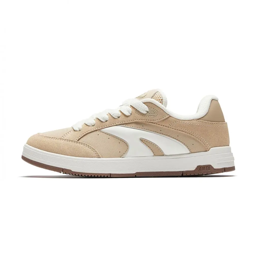 Anta Wear resistant And Lightweight Low top Skateboard Shoes Women's Wood White