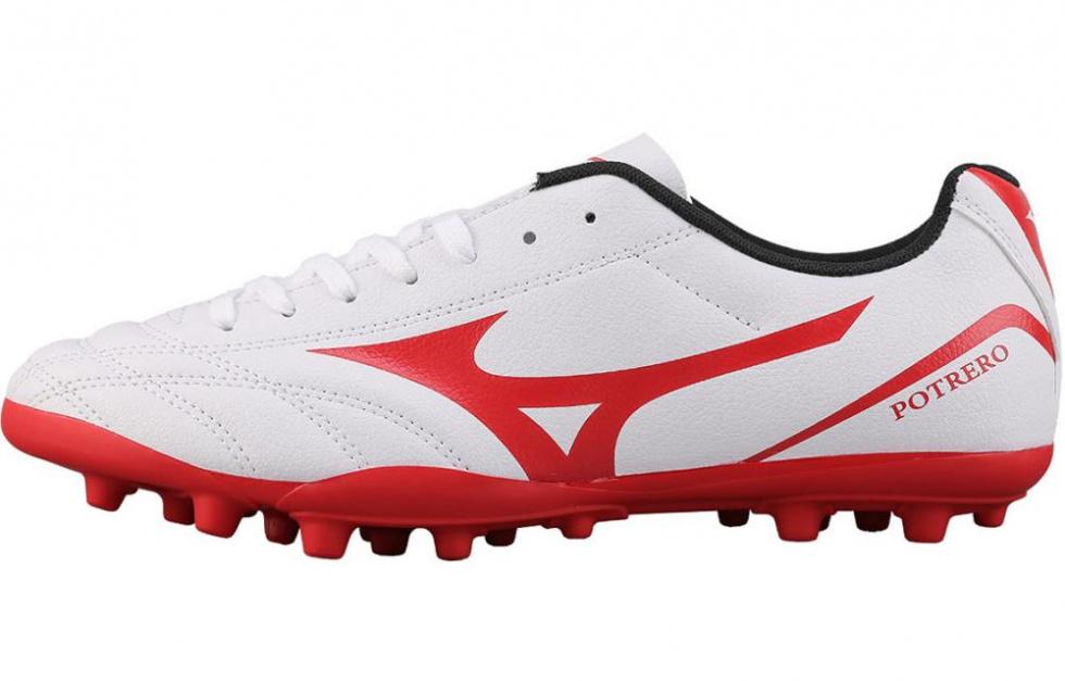 Mizuno Potrero Wide Ag Short Nail Soccer Shoes White/Red