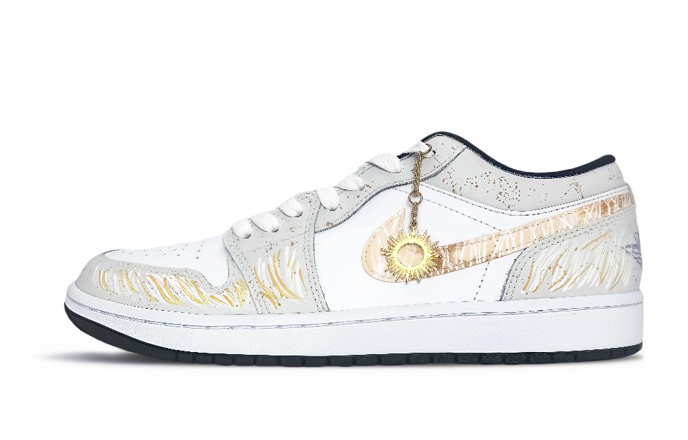 Jordan Air Jordan 1 Vintage Basketball Shoes Unisex Low top Gold, Silver