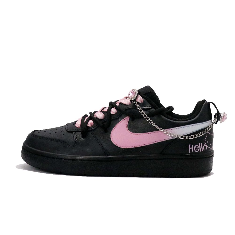 Nike Court Borough Skateboard Shoes Women's Low-Top Black/Pink/White