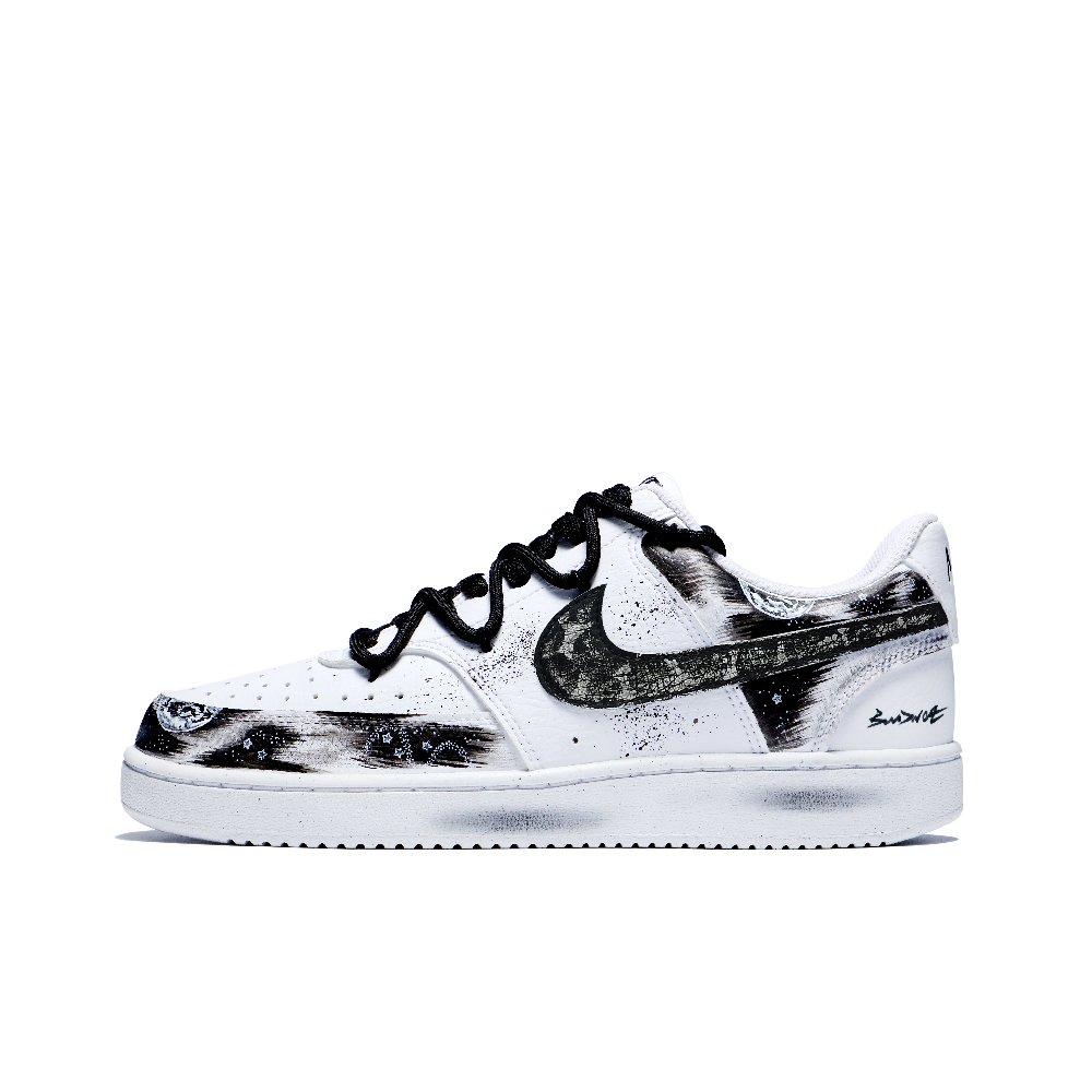 Nike Court Vision 1 Slip Resistant, Abrasion Resistant, Lightweight Low Top Skateboard Shoes Men's Black White