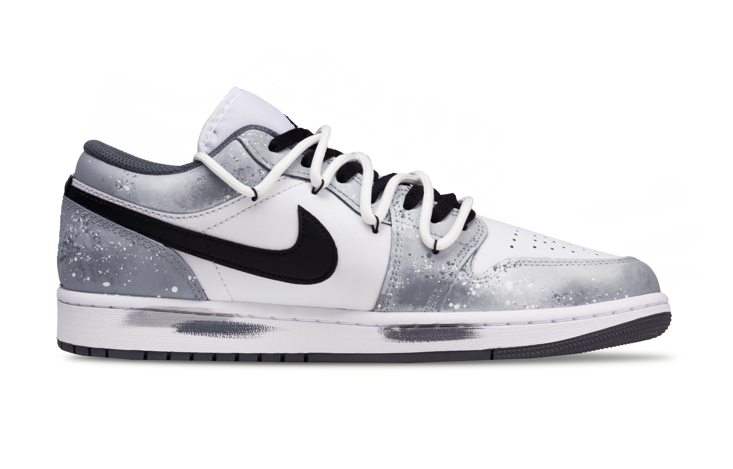 Jordan Air Jordan 1 Abandoned World Abrasion Resistant Low top Vintage Basketball Shoes Unisex Gray White