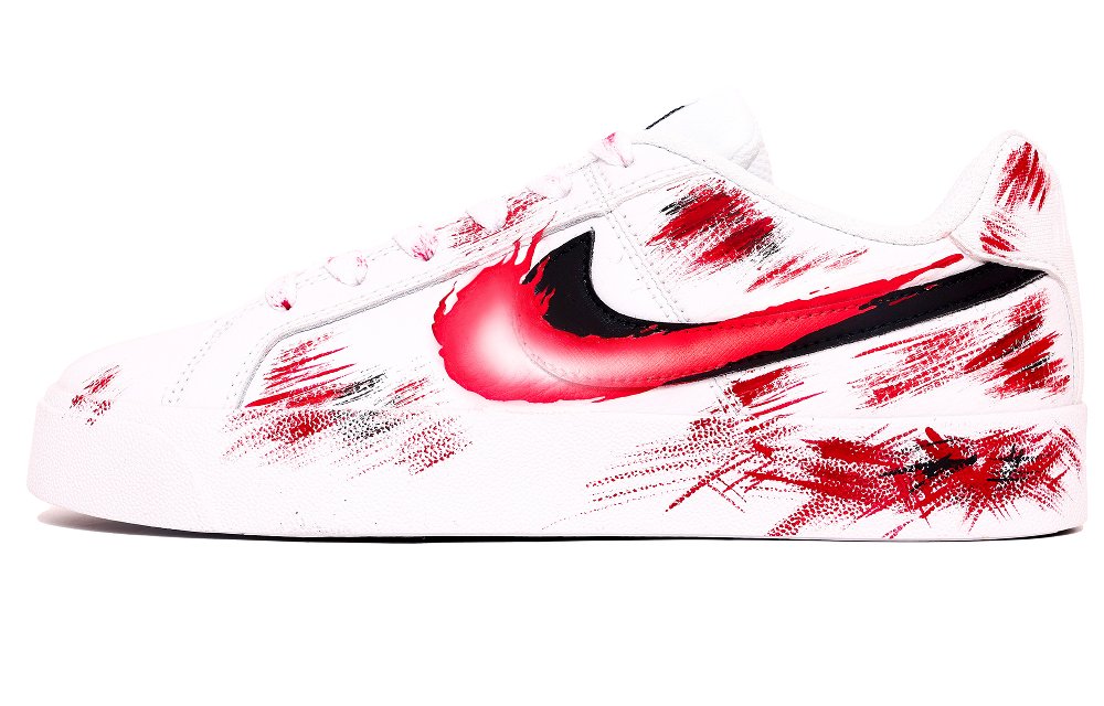 Nike Court Royale Wear-Resistant Slip-Resistant Low-Top Skateboard Shoes Unisex Black White Red