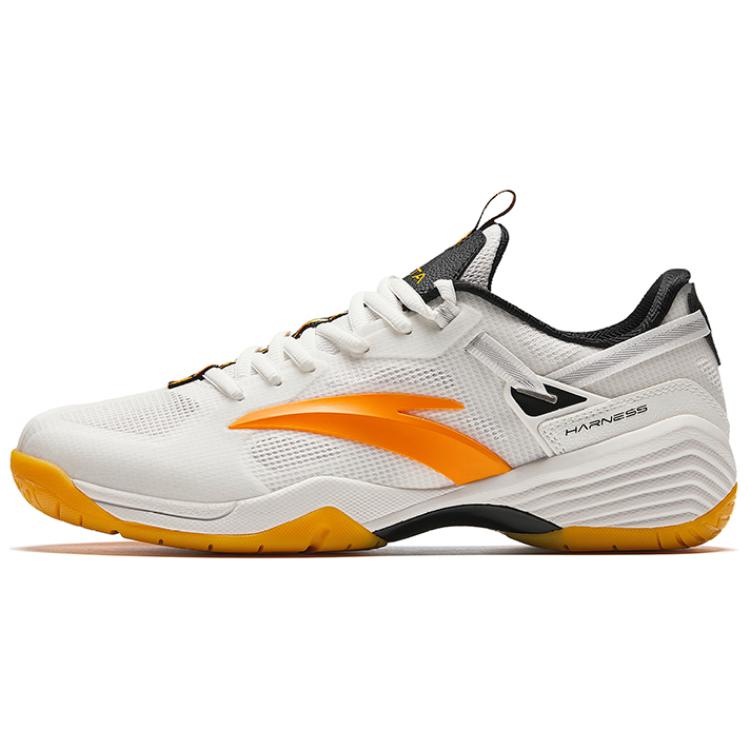 Anta Cushioning, Wear Resistant Low Top Badminton Shoes Men's Black White Yellow