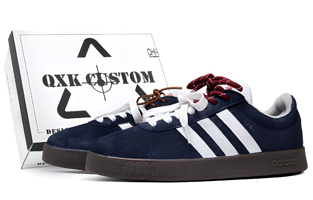 Adidas VL COURT 2.0 Abrasion Resistant Low Top Skateboard Shoes Unisex Blue White