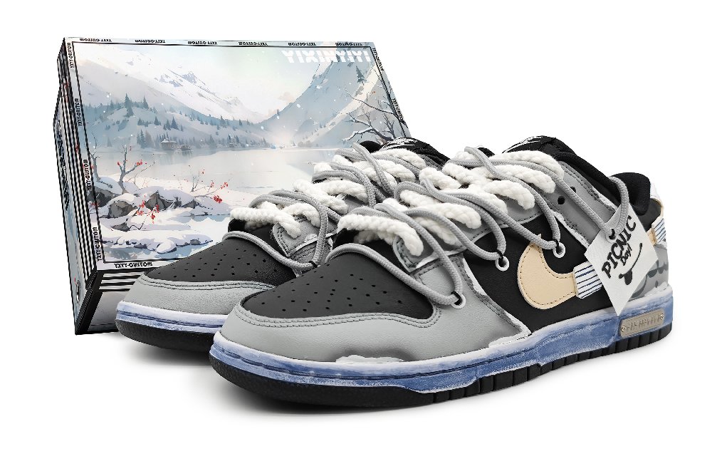 Nike Dunk Low-Top Skateboard Shoes GS Yellow Black Gray