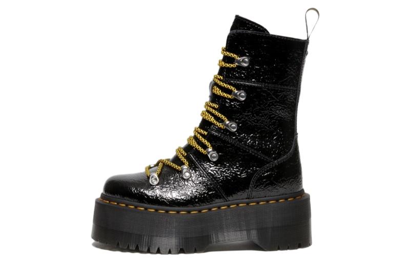 Dr. Martens Ghilana Max Distressed Patent Leather Platform Boots 'Black' Women's