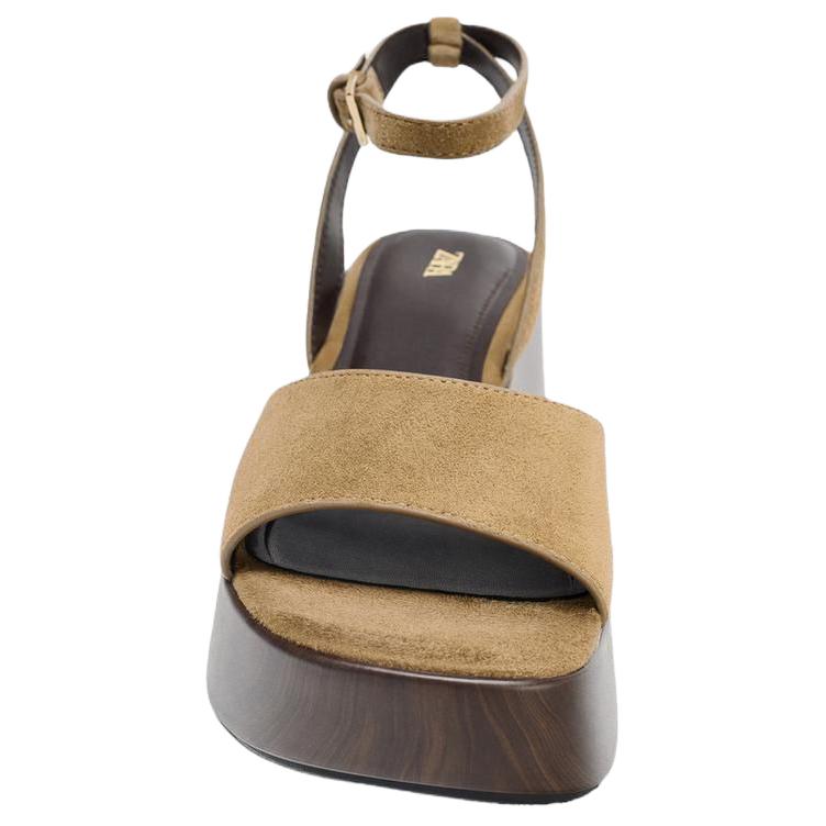 ZARA One Strap Sandals Women's Dark Brown Yellow купить в интернет-магазине Yoocart с быстрой доставкой по России.