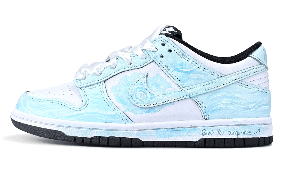 Nike Dunk Abrasion Resistant Low Top Skateboard Shoes Unisex Blue White