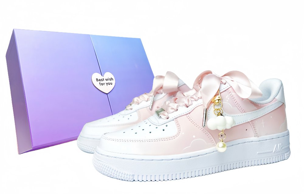 Nike Air Force 1 Low-Top Skateboard Shoes Women's Pink White