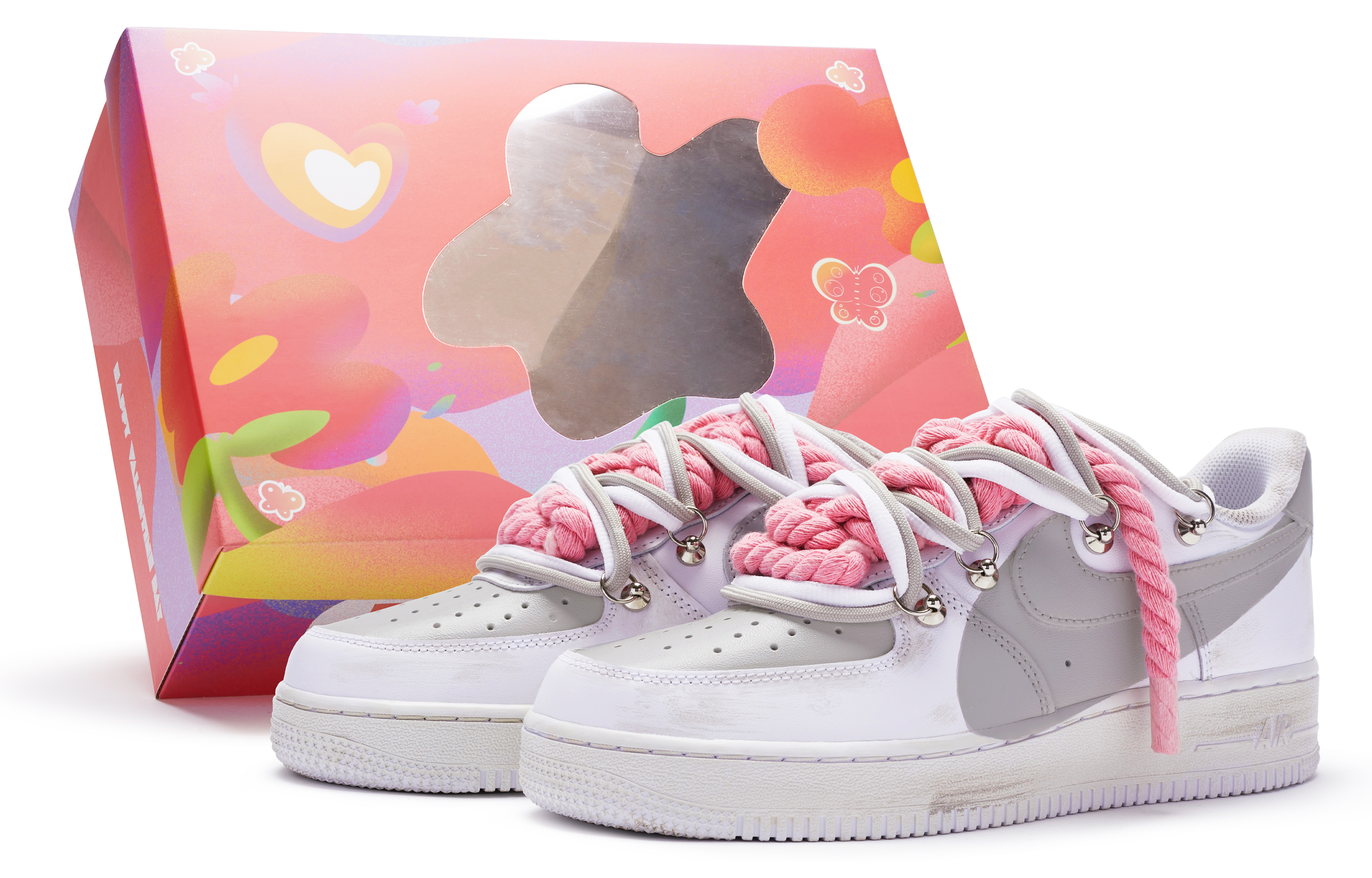 Nike Air Force 1 07 Air Force 1 T10 Low Top Skateboard Shoes Men's White Gray