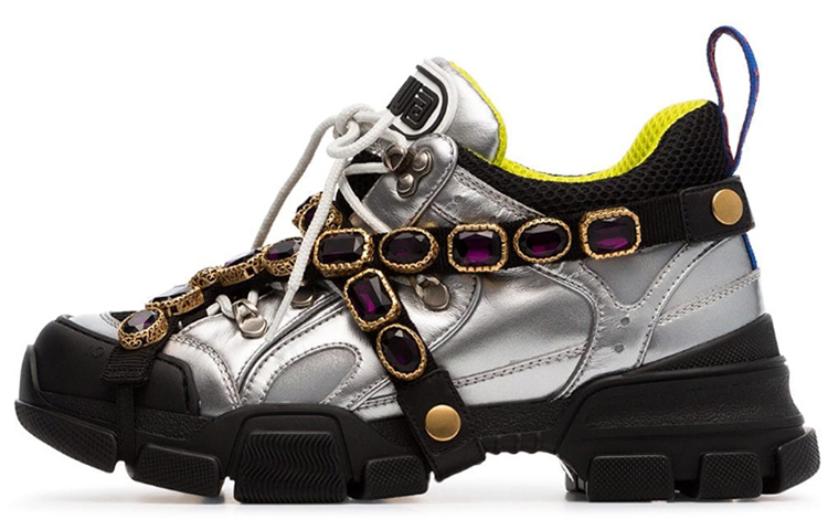 GUCCI Flashtrek Chunky Leather Sneakers Multi Women's