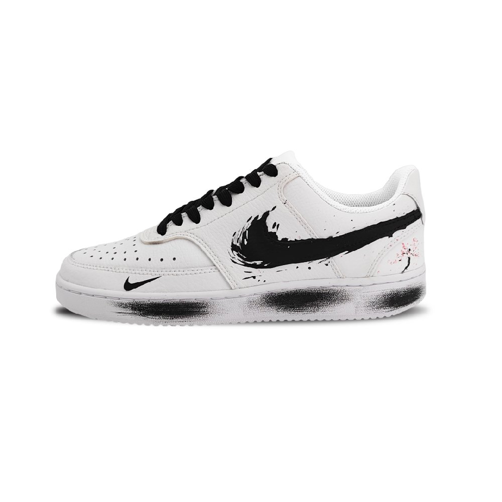 Nike Court Vision 1 Coverage Anti-Slip And Wear-Resistant Low-Top Skateboard Shoes Unisex White Black