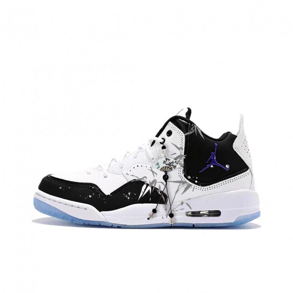 Jordan Courtside 23 Bamboo-dyed Cushioned Slip-Resistant Low-Top Vintage Basketball Shoes Men's Black White Purple
