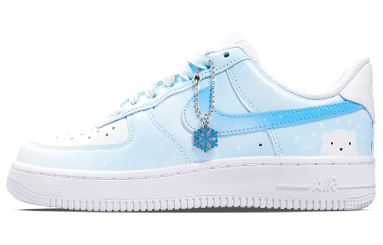 Nike Air Force 1 Anti-Slip And Wear-Resistant Lightweight Low-Top Skateboard Shoes Women's Gradient Blue White
