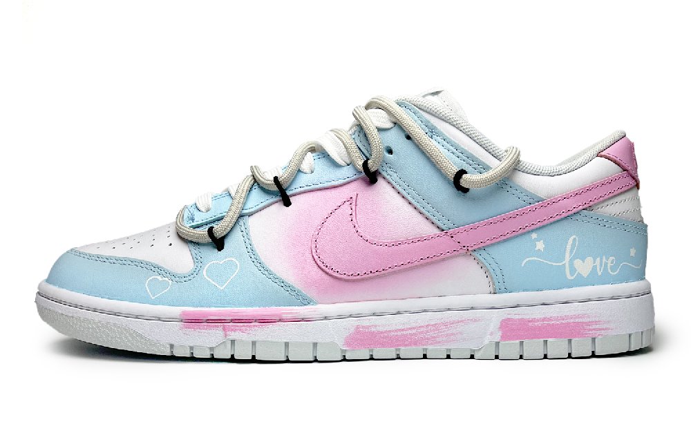 Nike Dunk Wear-Resistant Low-Top Skateboard Shoes Unisex Blue Pink