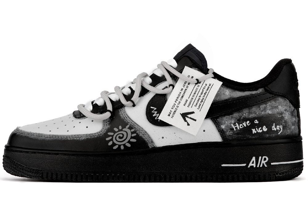 Nike Air Force 1 Abrasion Resistant Low Top Skateboard Shoes Men's Black Gray