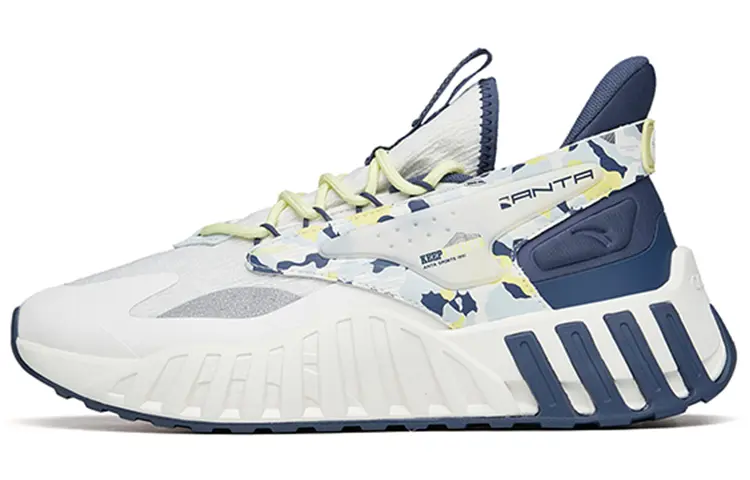Anta Shock Absorbers Slip Resistant Abrasion Resistant Low top Chunky Sneakers Men's White Blue