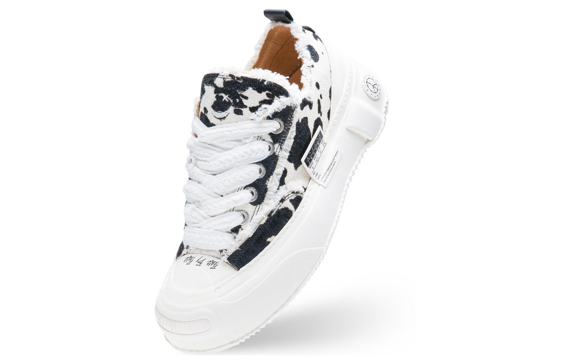VESSEL G.O.P. 2.0 Marshmallow Lows Cow Print Low-Top Canvas Shoes Unisex Black White