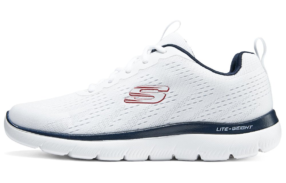 Skechers Lightweight Low-Top Casual Running Shoes Men's White Blue