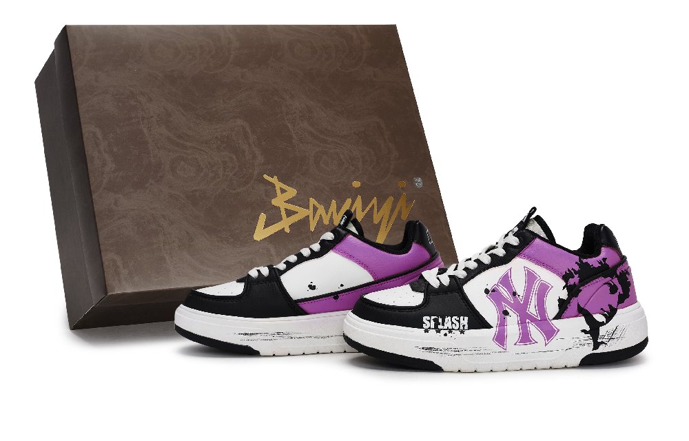 MLB Chunky Liner Low Top Skateboard Shoes Unisex Black White Purple
