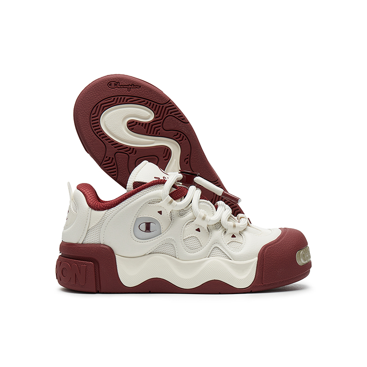 Champion Puffed Donut Low-Top Skateboard Shoes Women's Milk White/Team Red