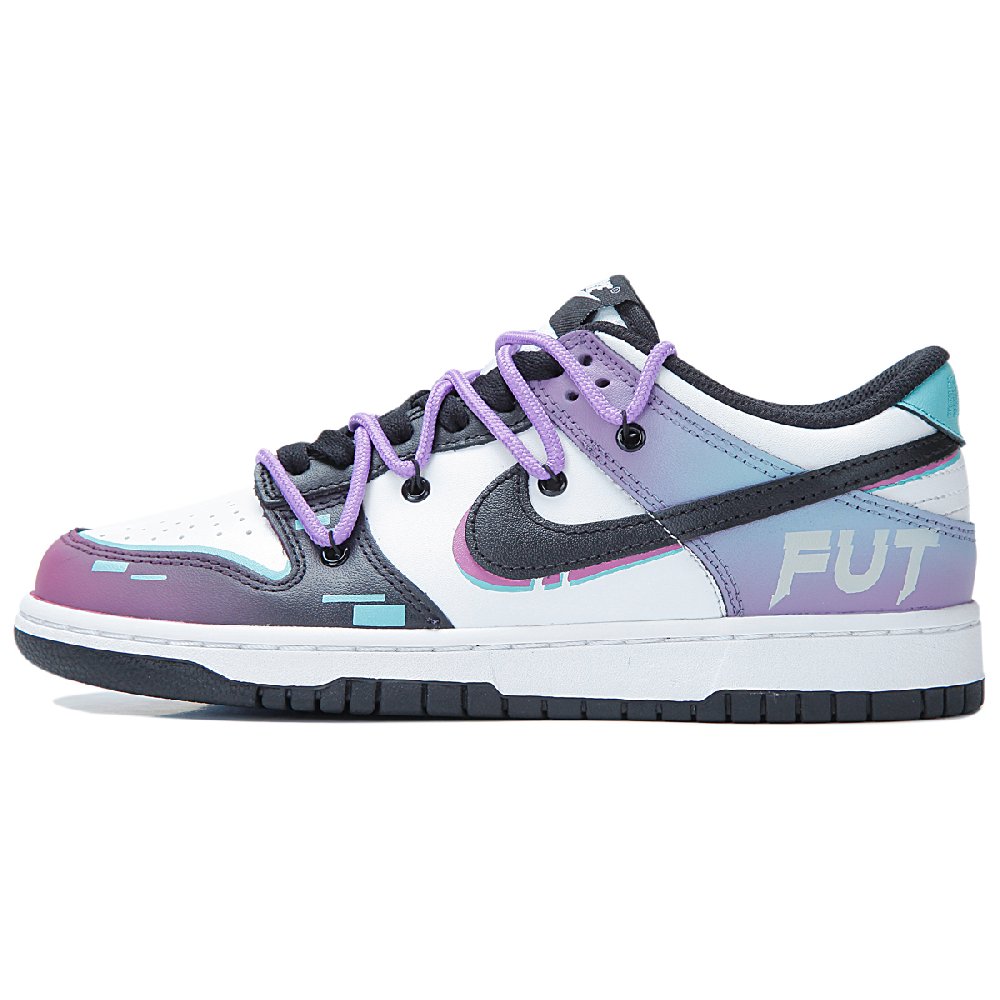 Nike Dunk Low Anti-Slip Wear-Resistant Low-Top Skateboard Shoes GS Black Purple
