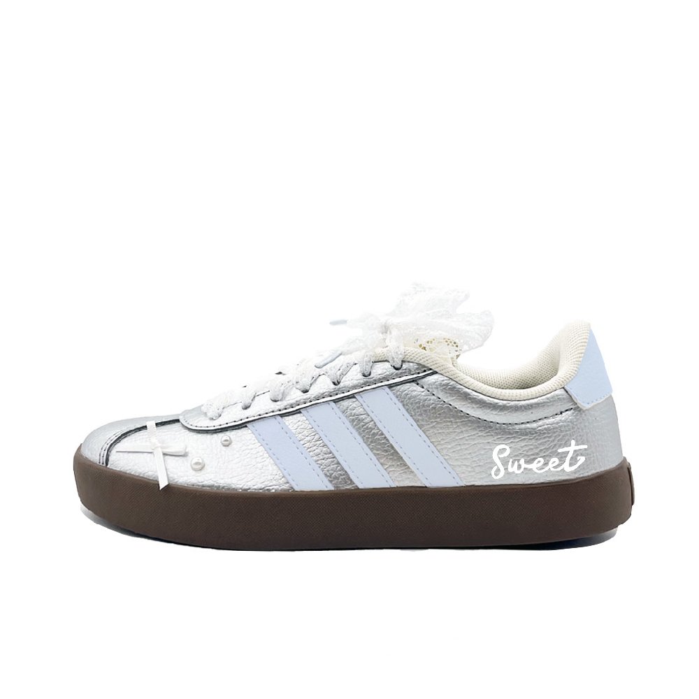 Adidas VL COURT 3.0 Sea Salt Butterfly Love Abrasion Resistant Low Top German Army Trainers Unisex Silver