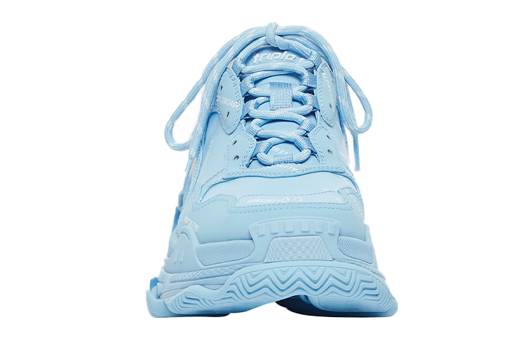 Balenciaga All Over Logo Triple S Blue Grey Women's