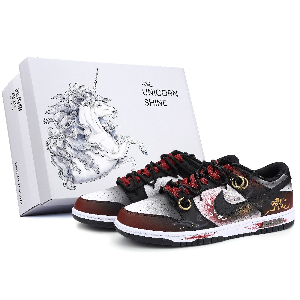 Nike Dunk Anti Slip Wear Resistant Low Top Skateboard Shoes Unisex Red Black