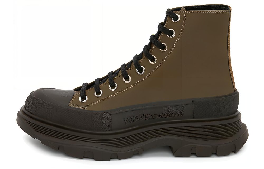 Alexander McQueen Tread Slick Short Martin Boot Men's Brown