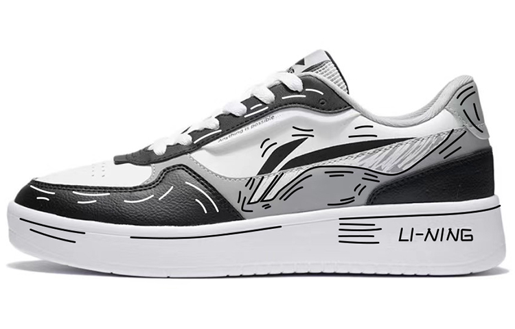LiNing Low-Top Skateboard Shoes Men's Black White Gray купить в интернет-магазине Yoocart с быстрой доставкой по России.