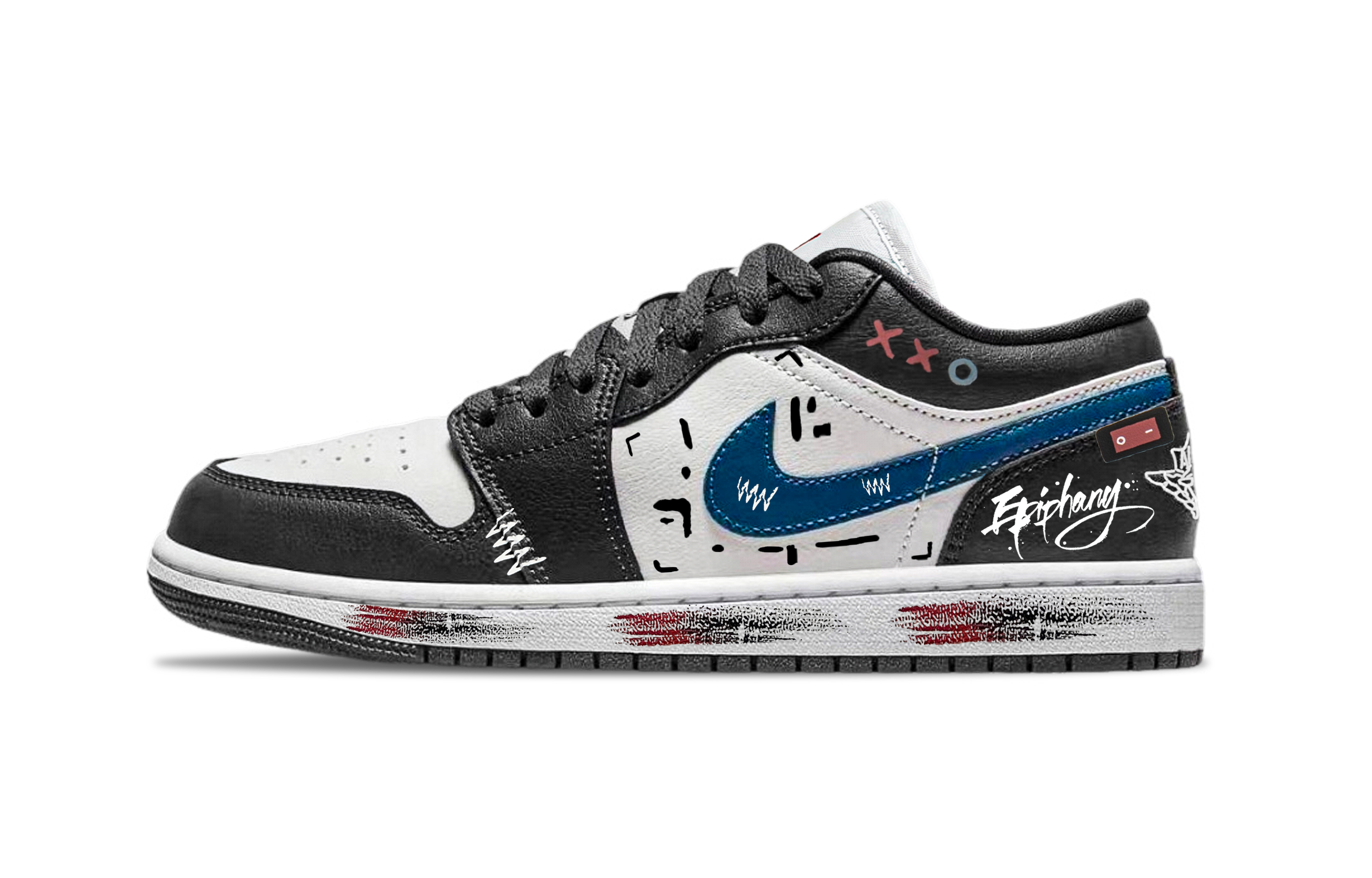 Jordan Air Jordan 1 Beach Seagull Support Low top Vintage Basketball Shoes Unisex Black Blue