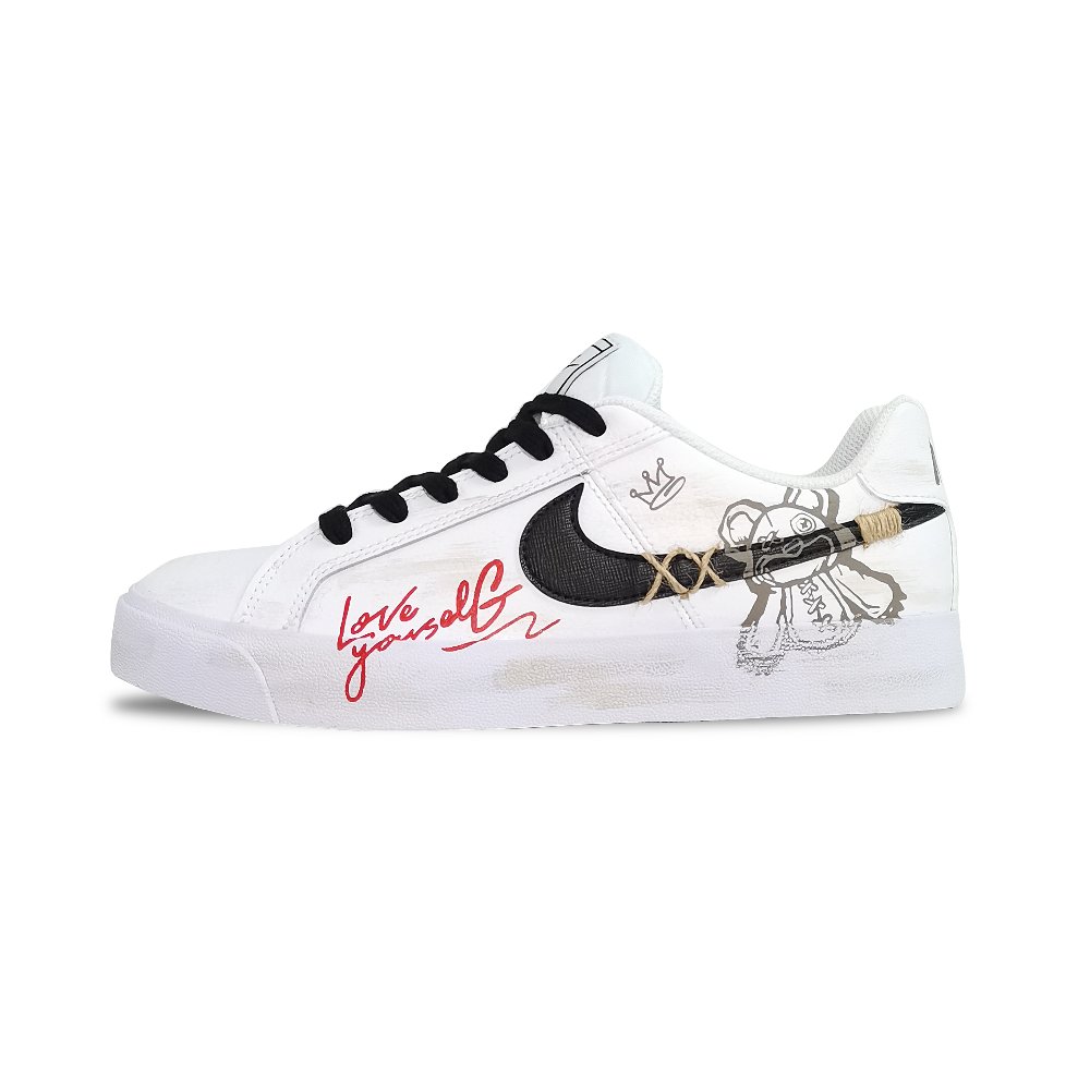 Nike Court Royale Ac Low-Top Skateboard Shoes Unisex Black White