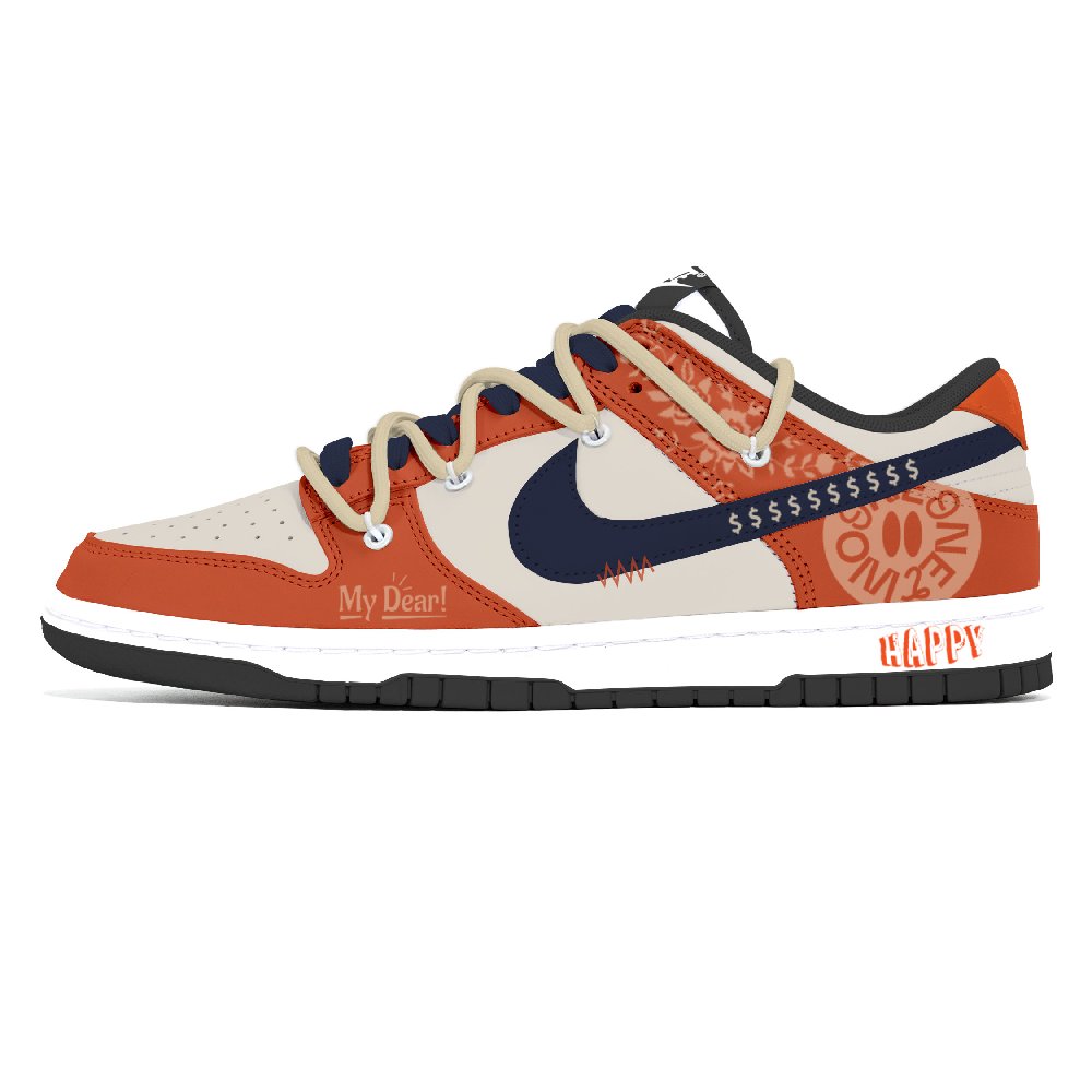 Nike Dunk Abrasion Resistant Low Top Skateboard Shoes Unisex Orange Red