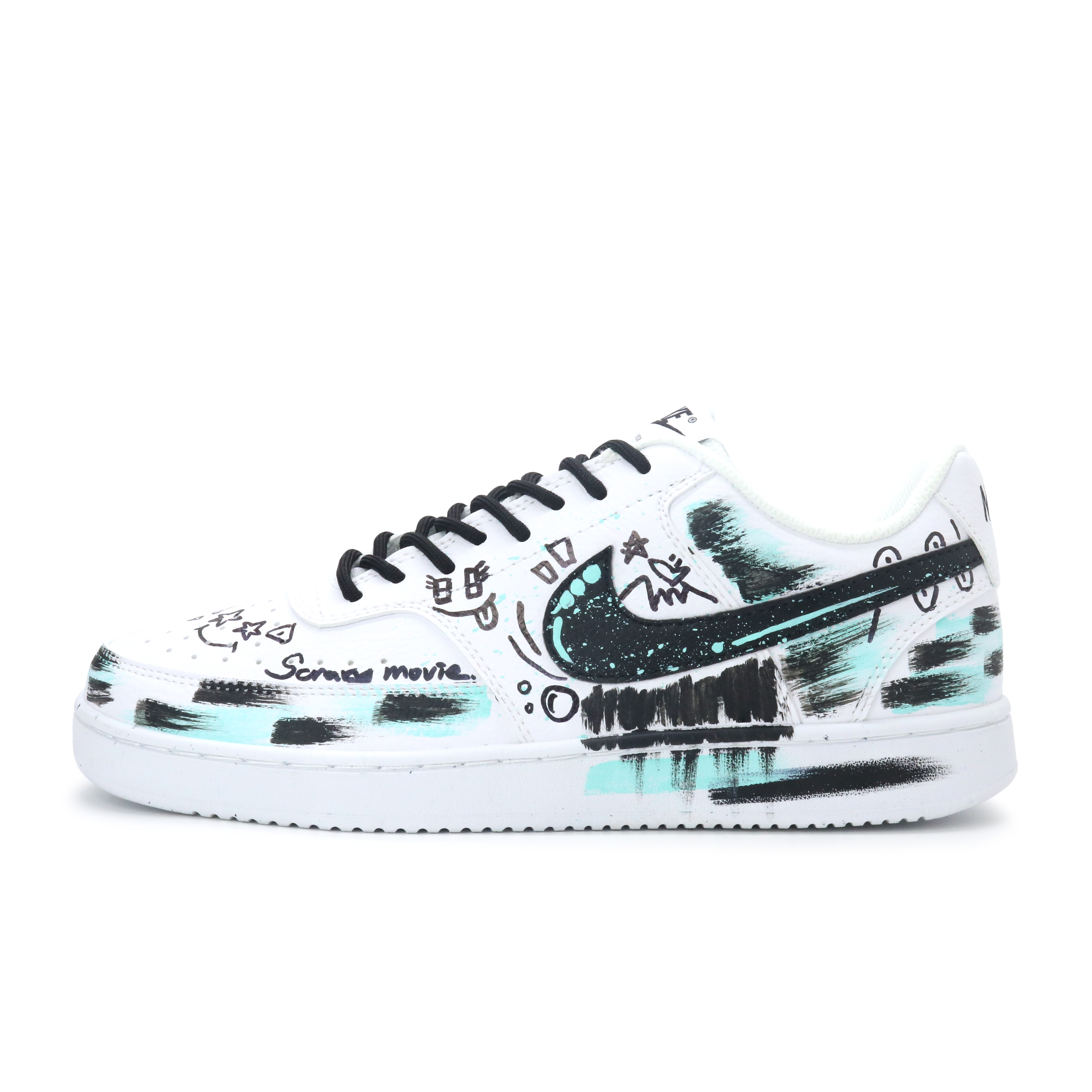 Nike Court Vision 1 Skateboard Shoes Men's Low top Black/White/Green