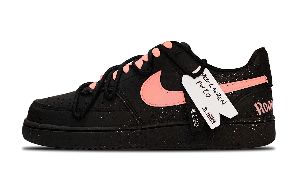 Nike Court Vision Low Anti Slip Wear Resistant Low Top Skateboard Shoes Unisex Black Pink