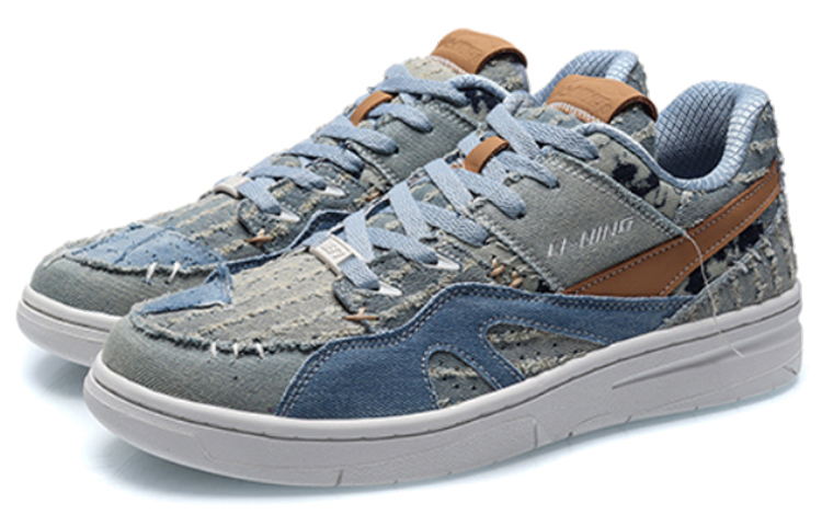 LiNing 937 Deluxe Low Cushioning Anti-Slip And Wear-Resistant Low-Top Vintage Basketball Shoes Men's Denim Blue