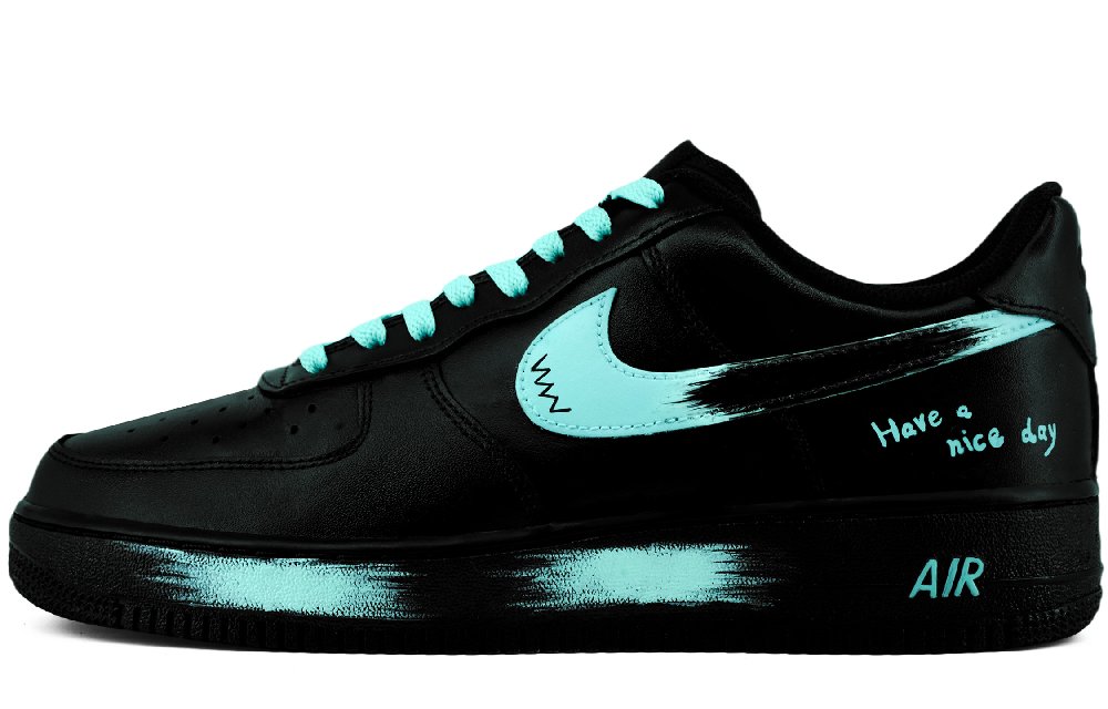 Nike Air Force 1 Abrasion Resistant Height Increasing Low Top Skateboard Shoes Men's Blue