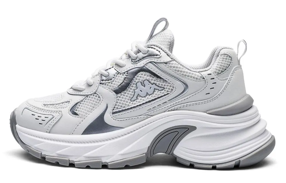 Kappa K Spice Back to Back Anti Slip Wear Resistant Low Top Chunky Sneakers Women's Classic White Cool Gray